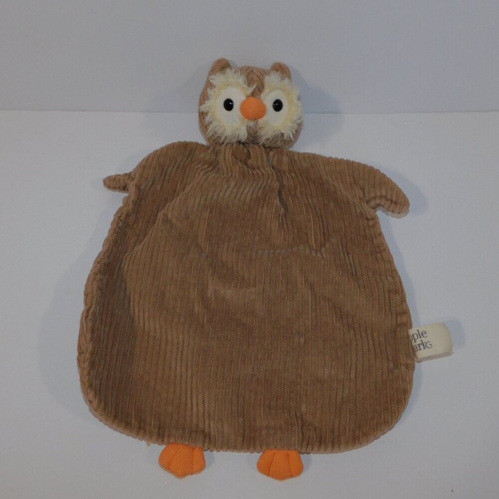Apple Park Picnic Pals Owl Security Blanket Brown Baby lovey Corduroy Cotton